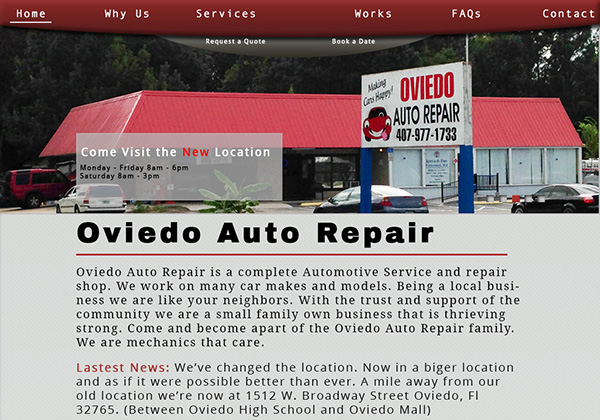 Auto repair shop site redesign